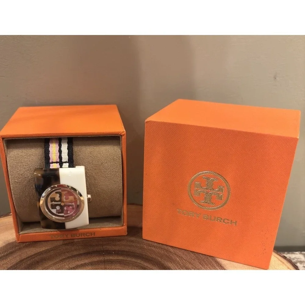 Tory Burch Women's Izzie Watch New In Box  Navy Blue Tortes And White Face